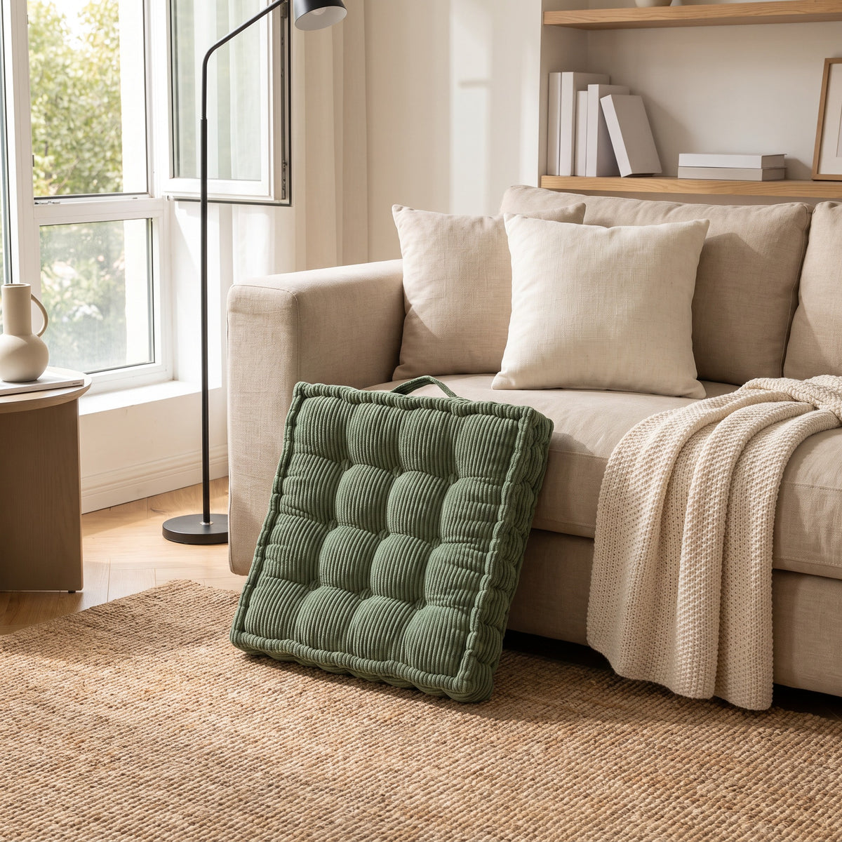 Corduroy Floor Meditation Cushion | Thick Soft Fill, 16-24in
