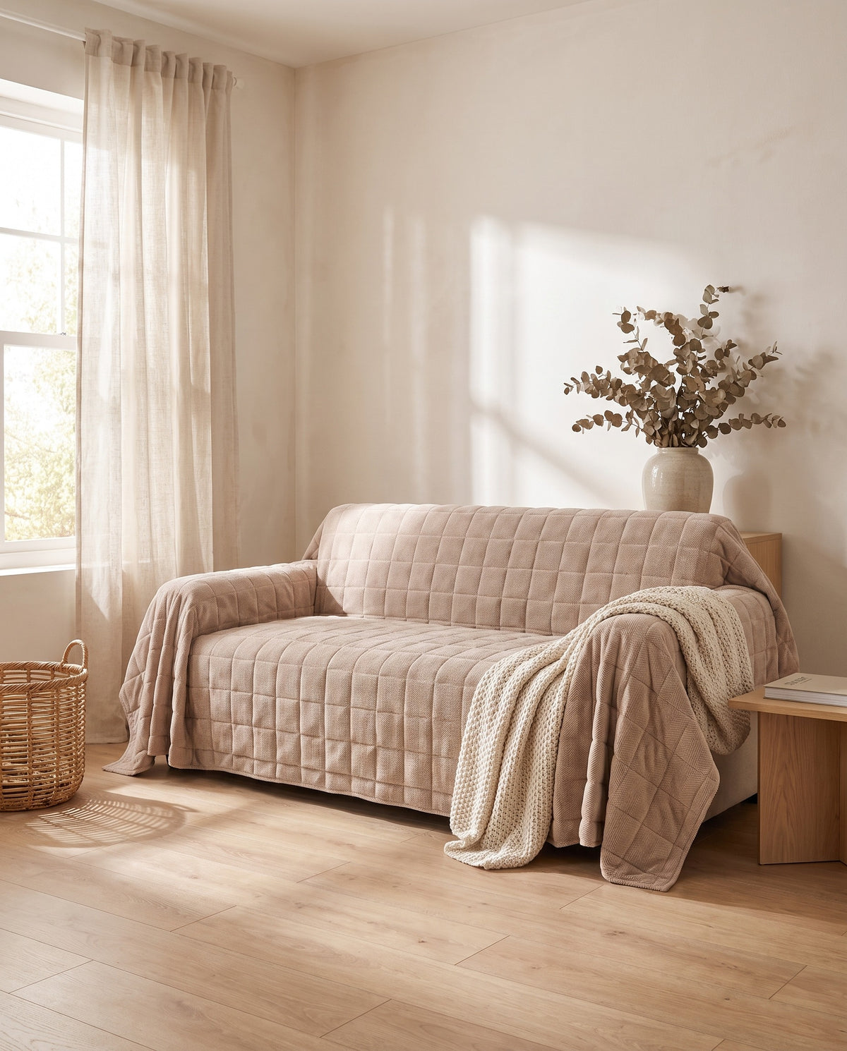 Classic Herringbone Chenille Nonslip Sofa Cover | Spill Resistant, 1-95in