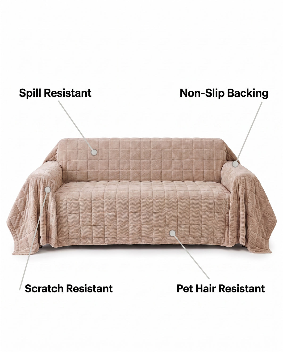 Classic Herringbone Chenille Nonslip Sofa Cover | Spill Resistant, 1-95in