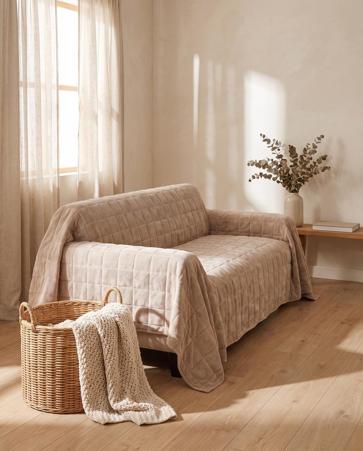 Classic Herringbone Chenille Nonslip Sofa Cover | Spill Resistant, 1-95in