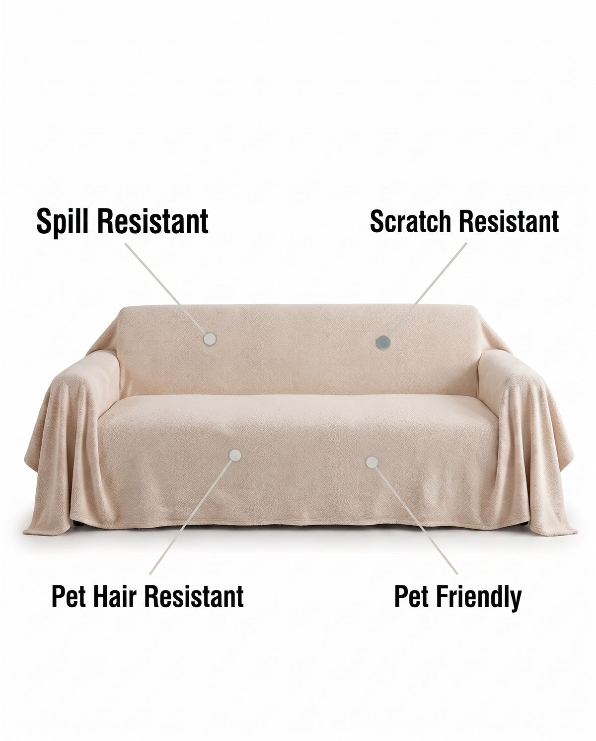 CloudNest Boucle Stretch Sofa Cover- Anti-Scratch, Full-Cover Pe | Spill Resistant