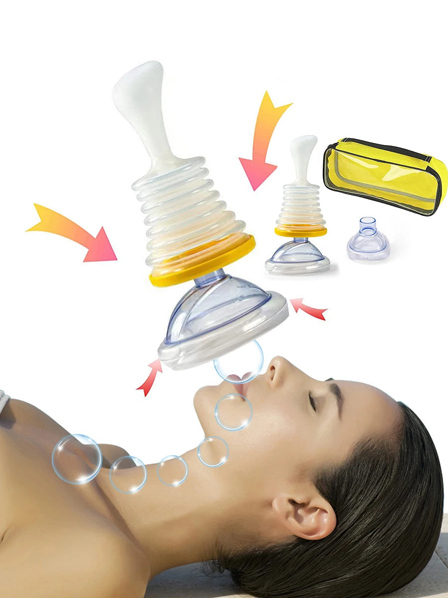 Compact anti choking device with child and adult masks