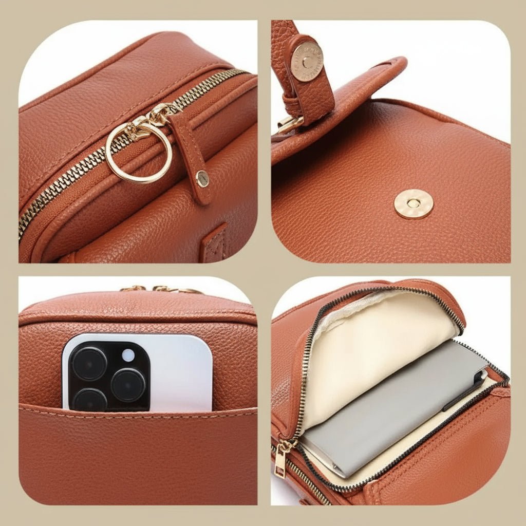 Compact Crossbody Bag with Secure Zippers and Adjustable Strap, view 7