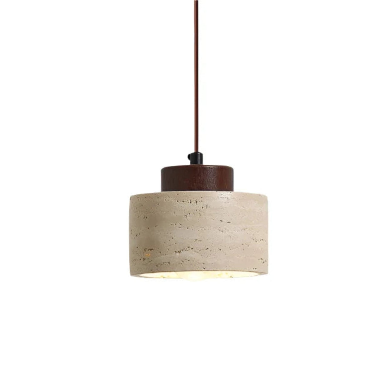 Concrete Look Drum Pendant Light - Walnut