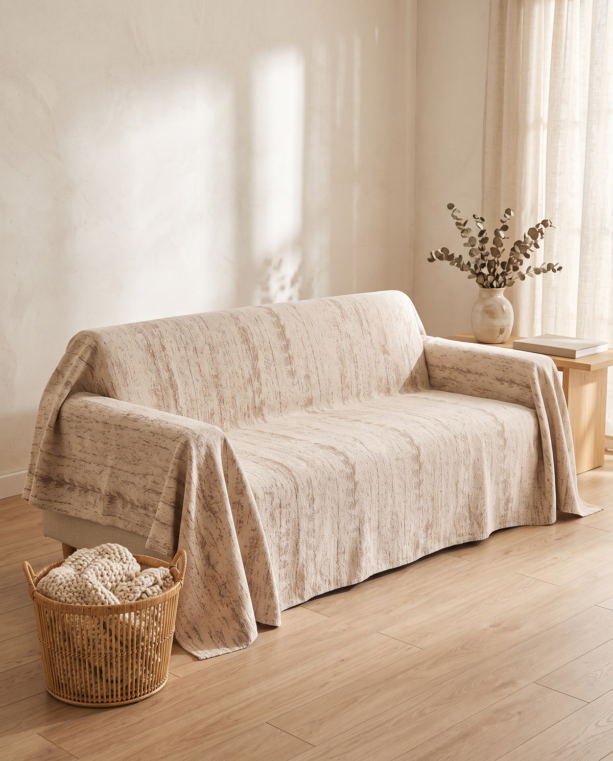 Contemporary Canvas Sofa Cover | Spill Resistant, 71-165in
