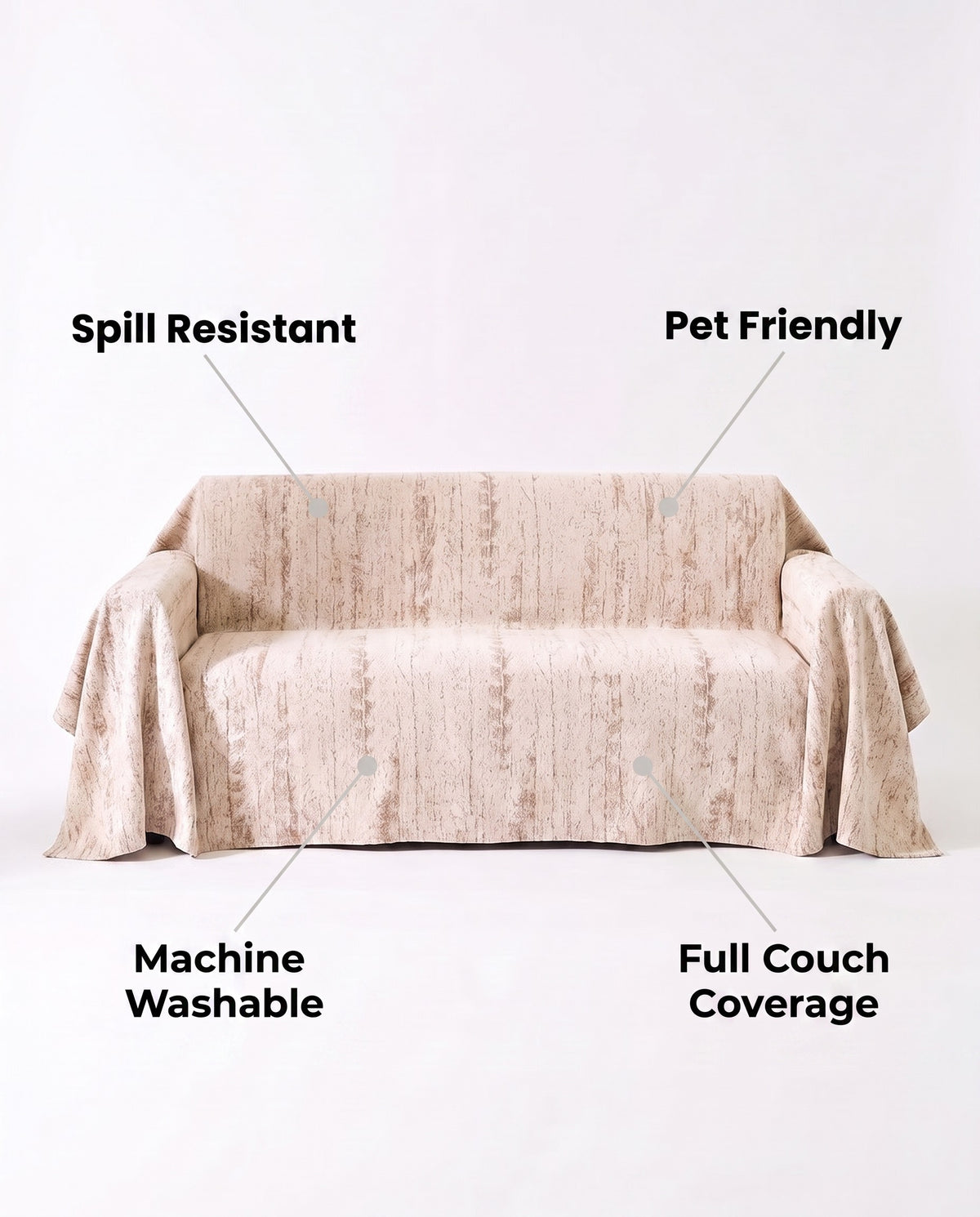 Contemporary Canvas Sofa Cover | Spill Resistant, 71-165in