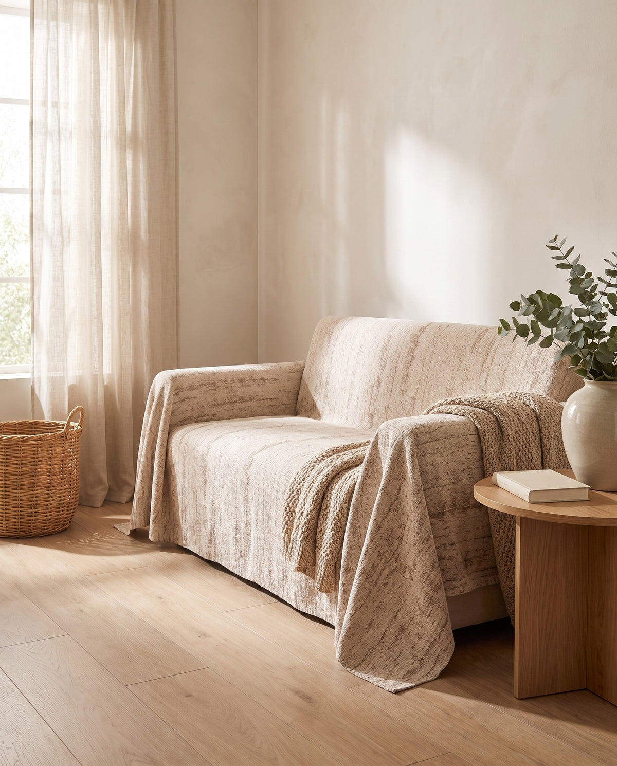 Contemporary Canvas Sofa Cover | Spill Resistant, 71-165in