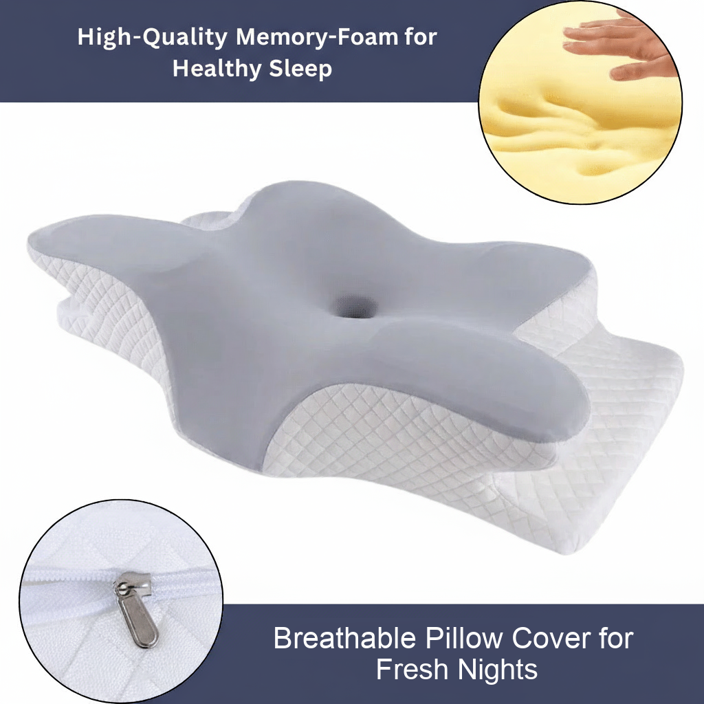 Contour Memory Foam Pillow with Two Heights and Washable Cover, view 5