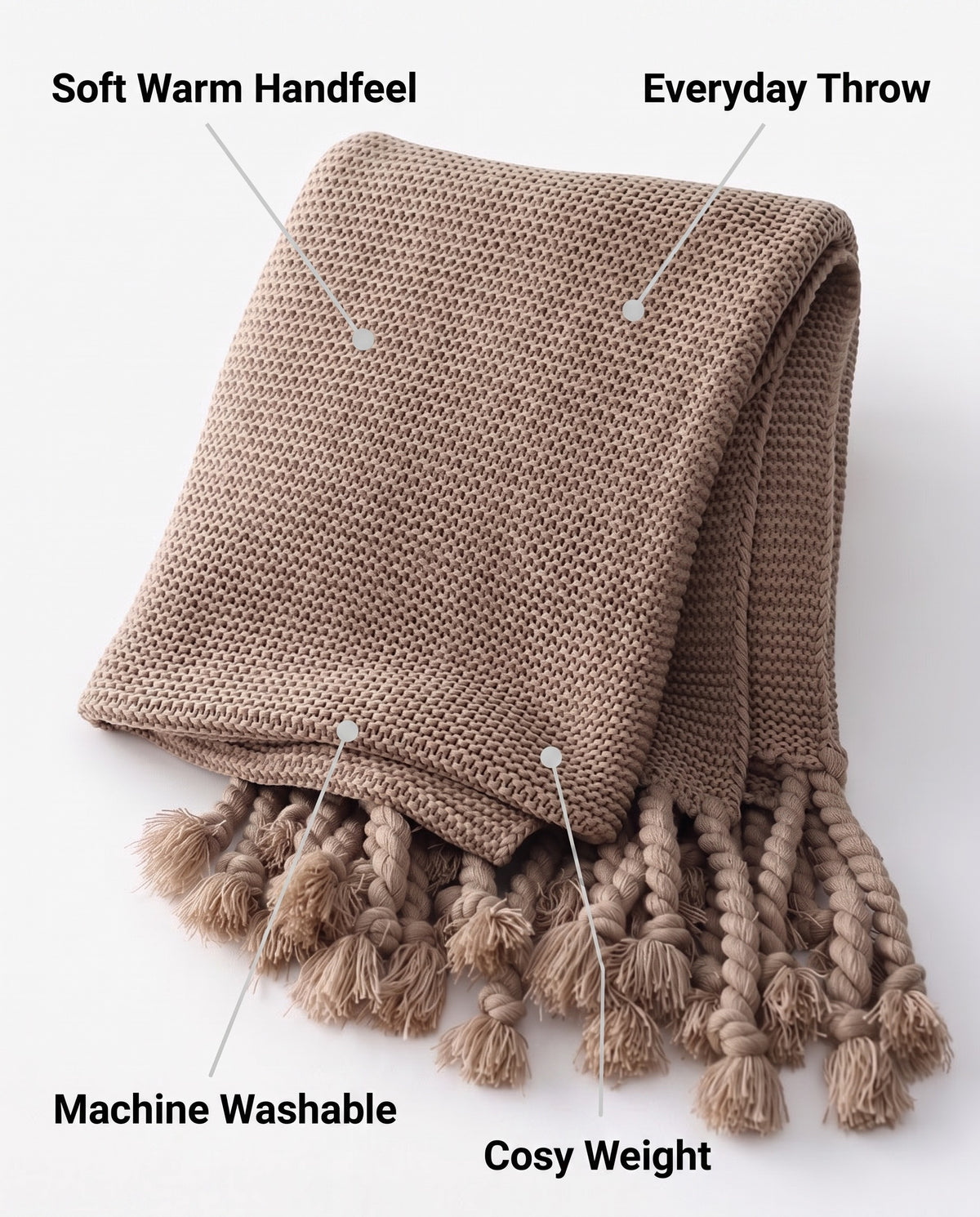Cozy Chunky Knitted Tassel Throw Blanket | Soft Warm Handfeel, 51-94in