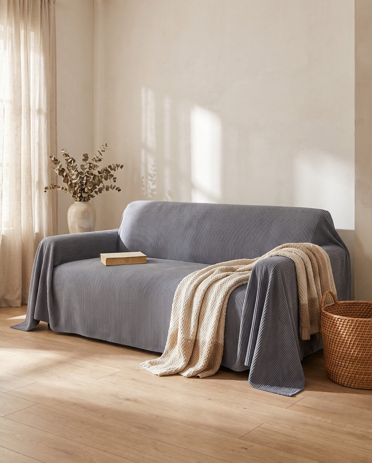 CozyCord Stretch Full-Encasing Corduroy Sofa Slipcover | Spill Resistant