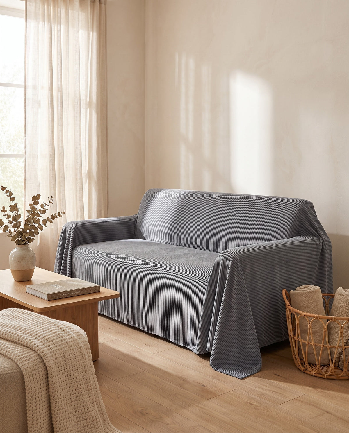 CozyCord Stretch Full-Encasing Corduroy Sofa Slipcover | Spill Resistant