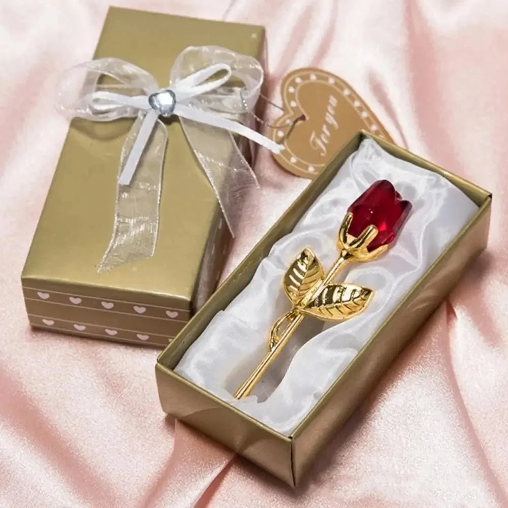 Crystal Rose with Gold or Silver Stem as a Lasting Keepsake Gift, view 2