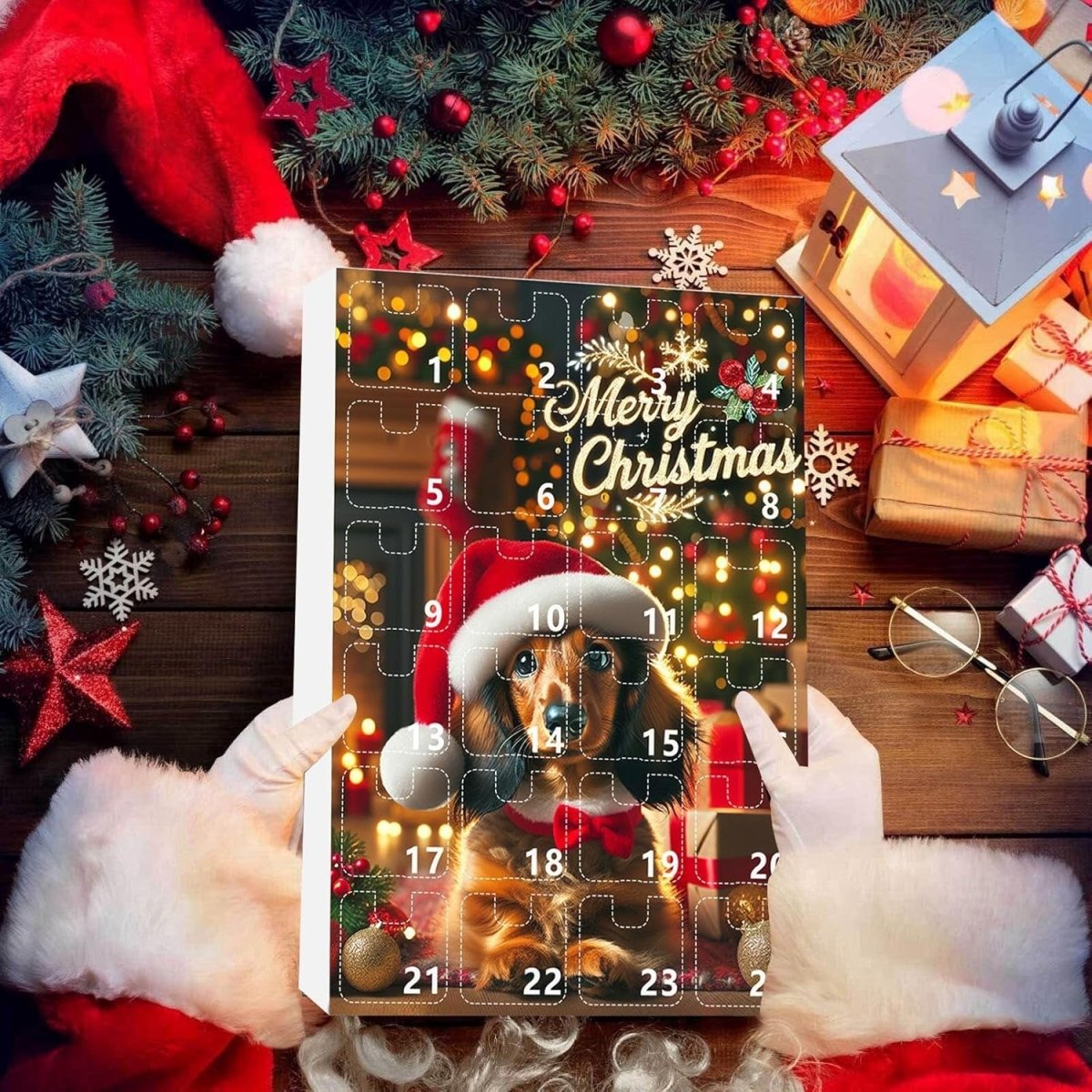 Dachshund Advent Calendar with 24 Acrylic Accessories, Four Styles, view 5