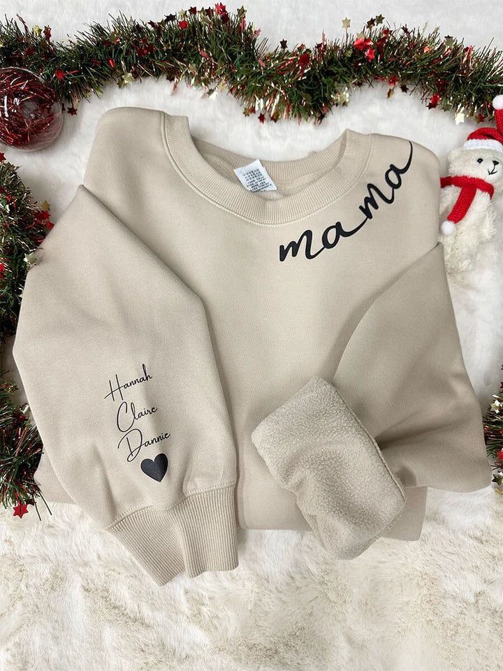 Personalized Hoodie with Kids Names on Sleeve, Custom Embroidered Cotton Blend Sweatshirt for Mom and Dad - Unisex (6)