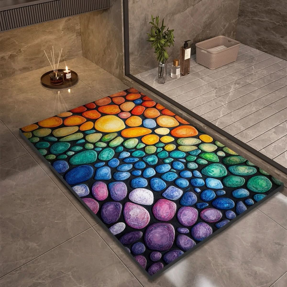 Diatomaceous Earth Bath Mat with Natural Rubber Backing, Super Absorbent and Quick Drying, view 9