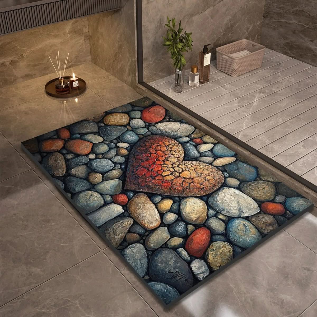 Diatomaceous Earth Bath Mat with Natural Rubber Backing, Super Absorbent and Quick Drying, view 12