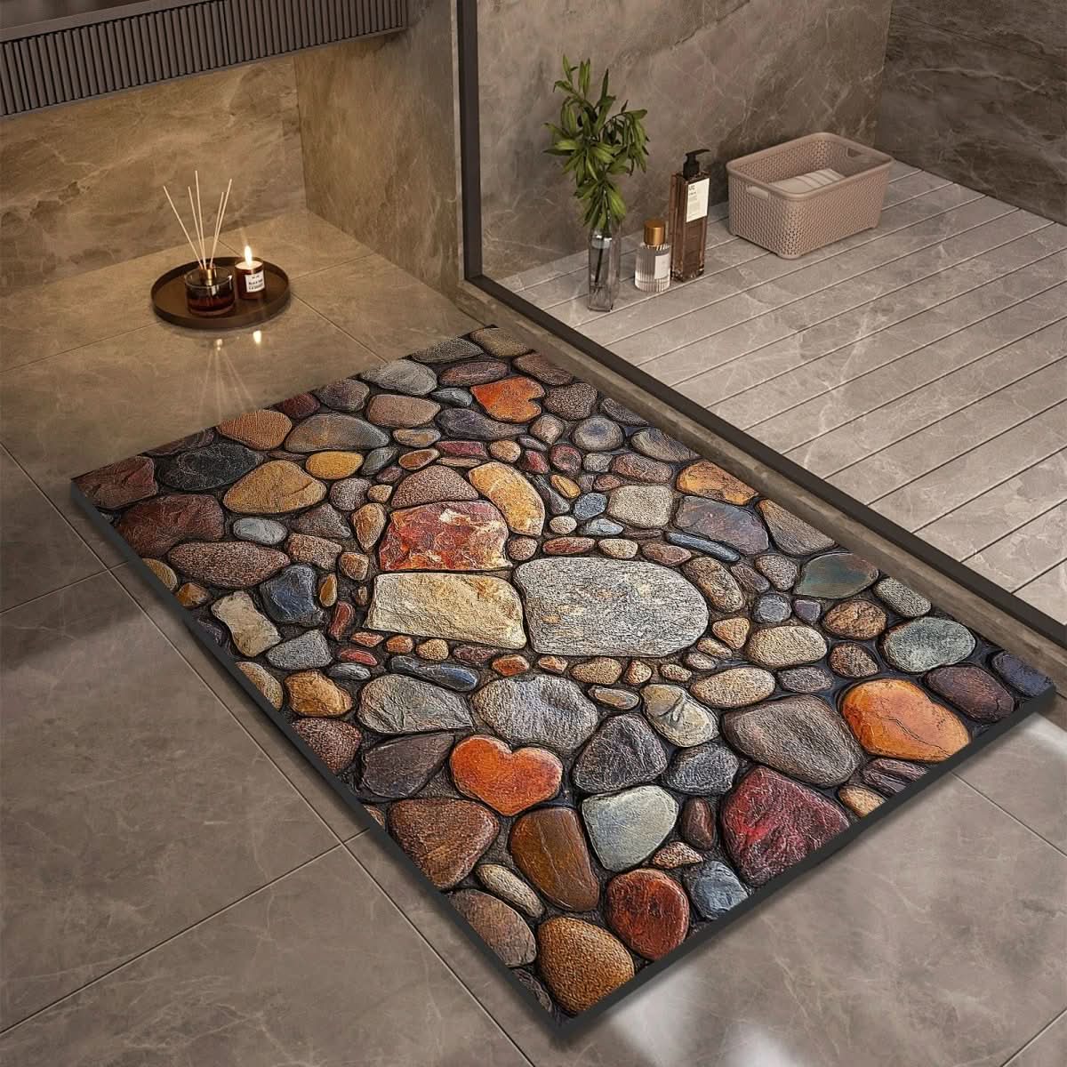 Diatomaceous Earth Bath Mat with Natural Rubber Backing, Super Absorbent and Quick Drying, view 14