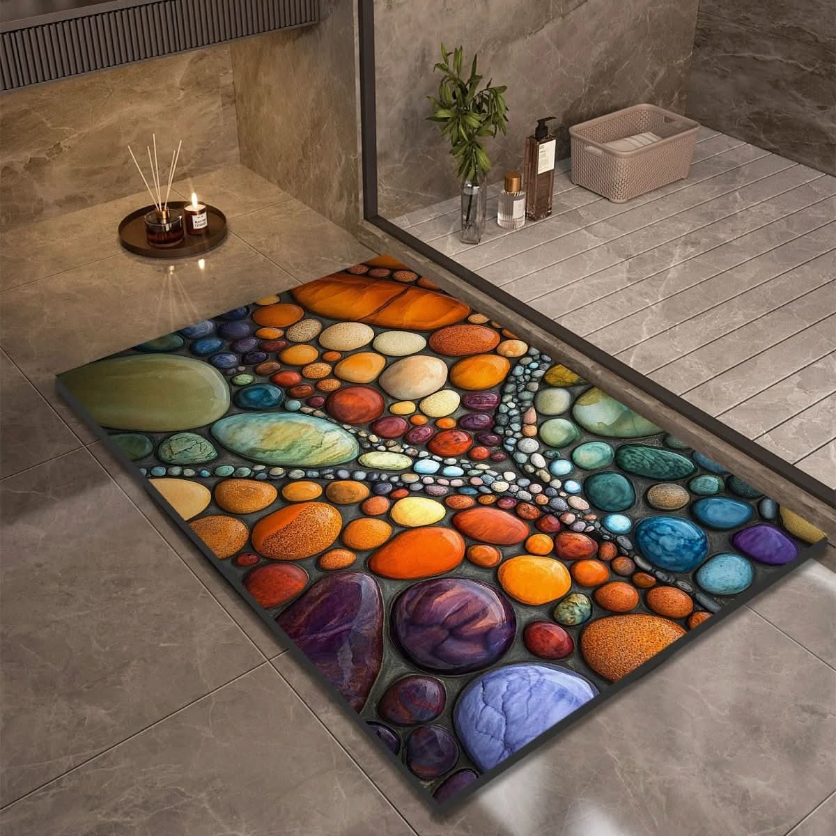 Diatomaceous Earth Bath Mat with Natural Rubber Backing, Super Absorbent and Quick Drying, view 15