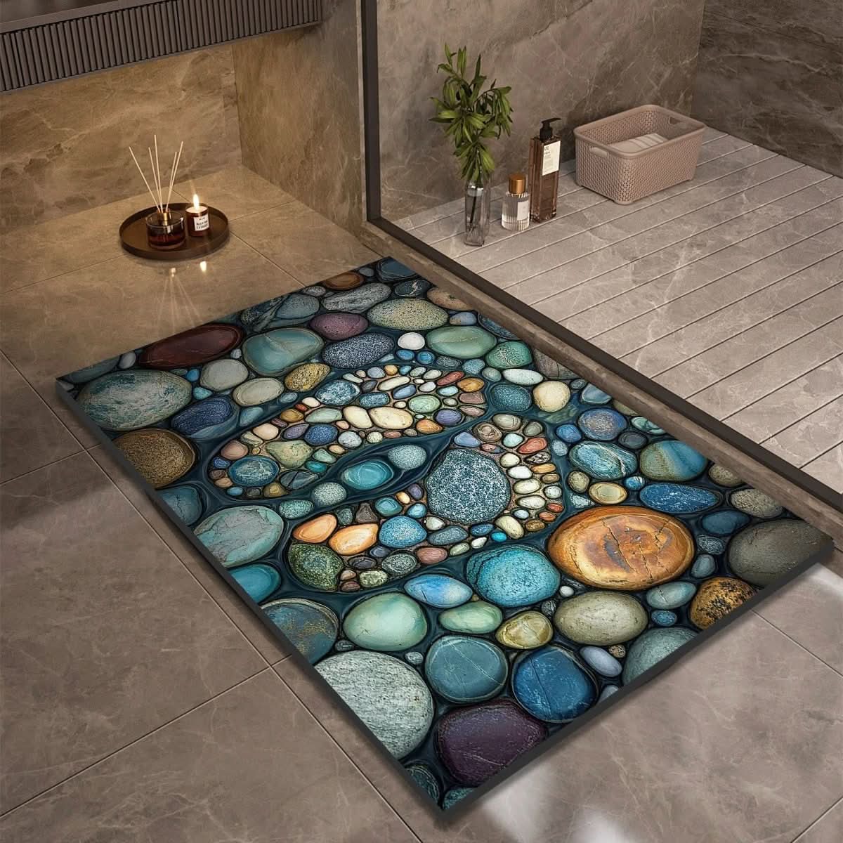 Diatomaceous Earth Bath Mat with Natural Rubber Backing, Super Absorbent and Quick Drying, view 18