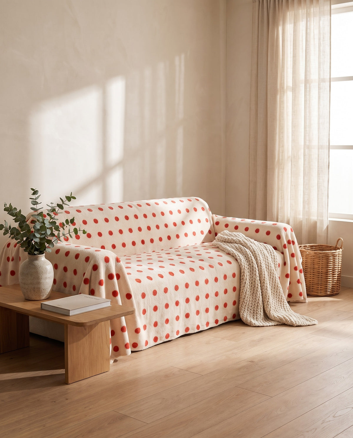 DotPlush Winter Stretch Full-Encasing Sofa Slipcover | Spill Resistant