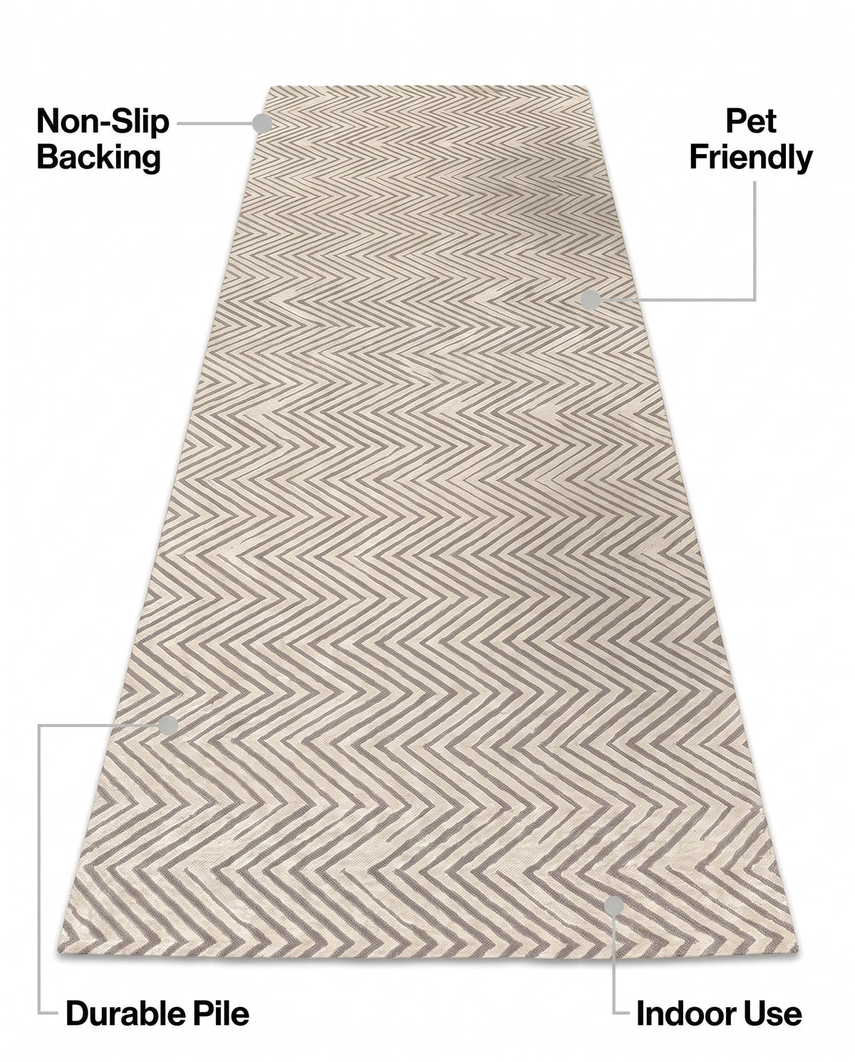 Easy Clean Rug Chevron Pattern Durable Non-Slip Pet-Friendly Mod | Indoor Use, 1-9ft