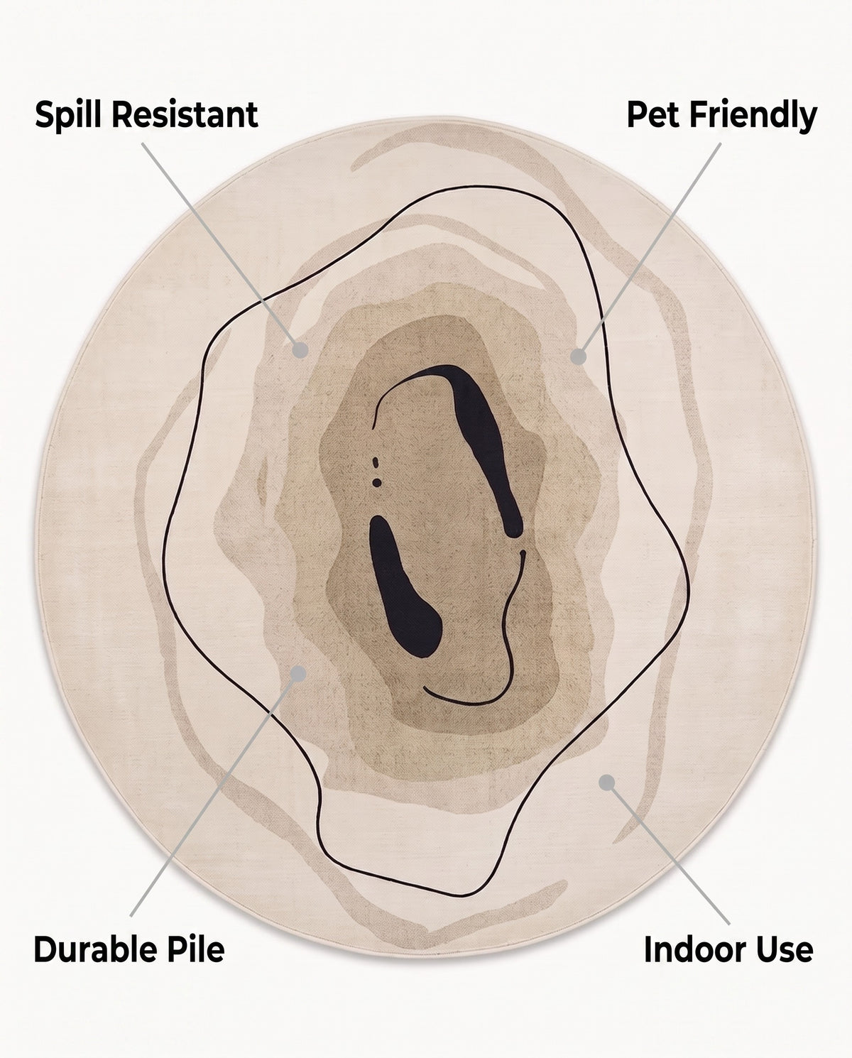 Easy Clean Rug Chic Dune Whisper Accent Spillproof Pet-Friendly  | Durable Pile, 3-9ft