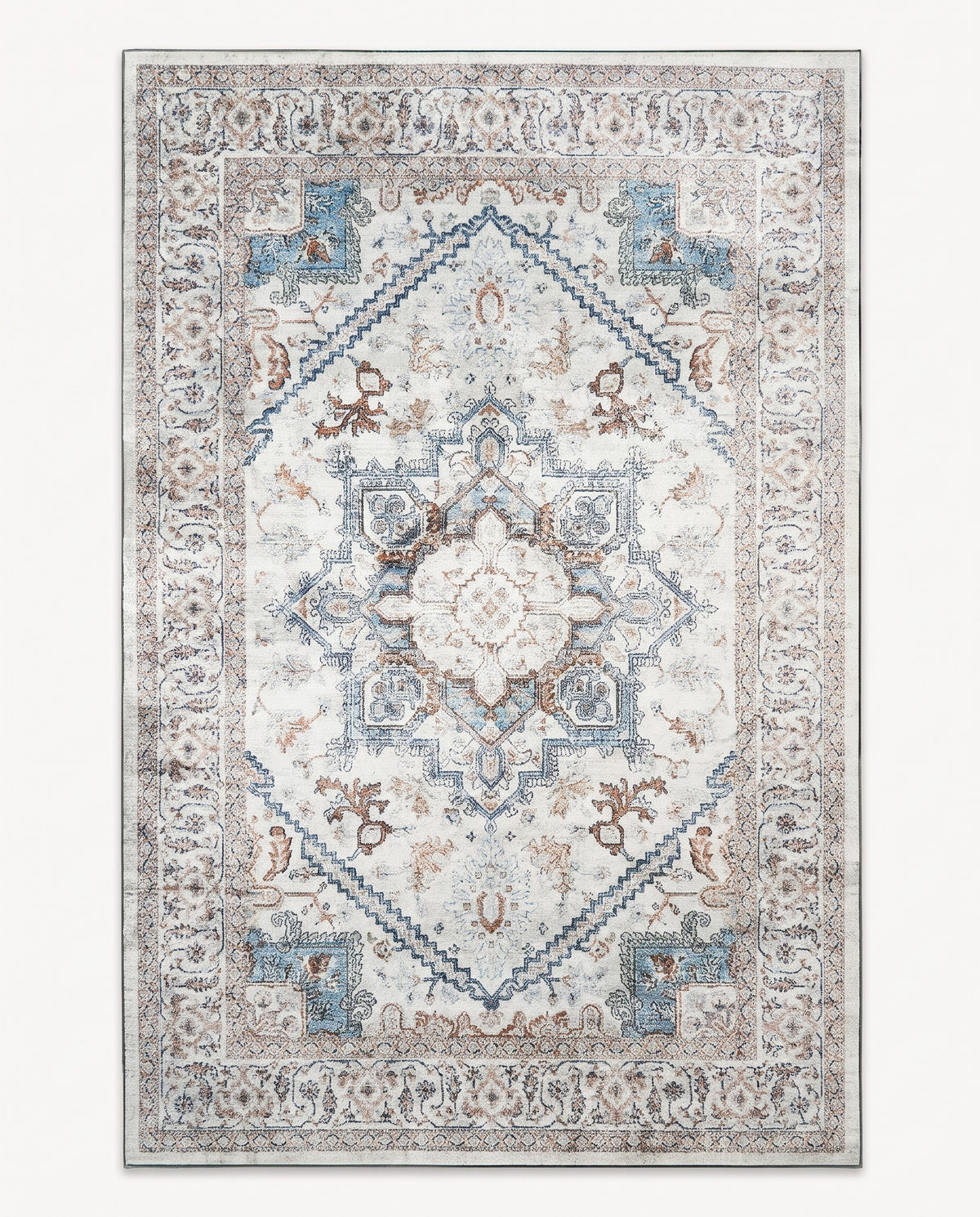 Easy Clean Rug Classic Boho Style Living Room Area Rug | Pet Friendly, 2-6ft