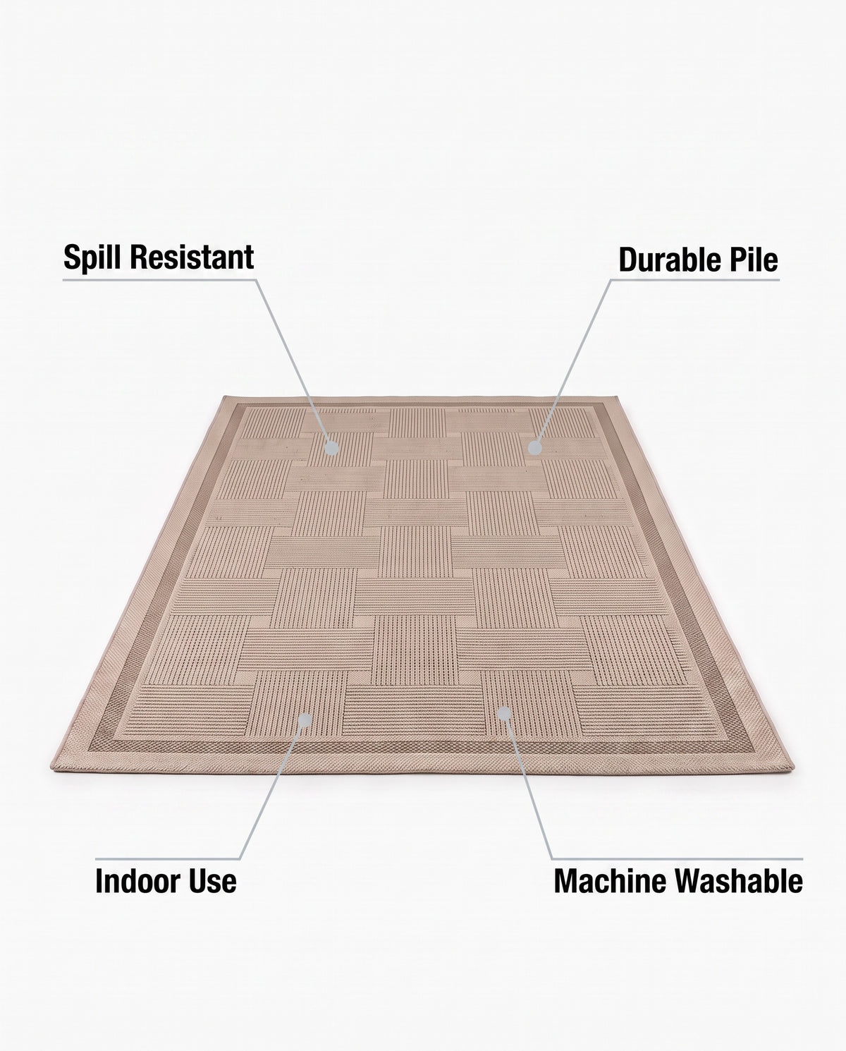 Easy Clean Rug Classic Checkerboard Spillproof Modern Living Roo | Durable Pile, 2-9ft