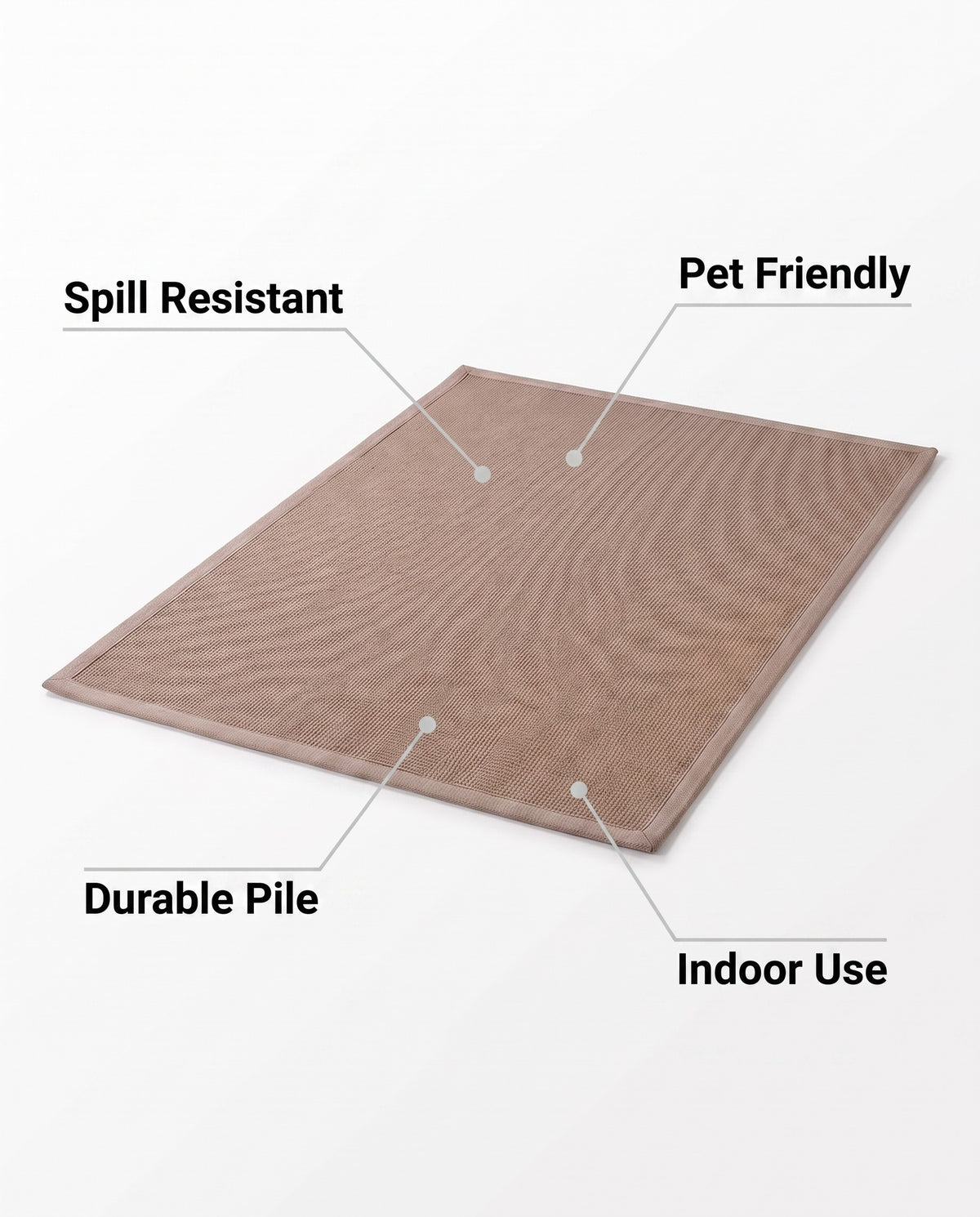 Easy Clean Rug Classic Two-Tone Border Spillproof Pet-Friendly M | Durable Pile, 2-9ft