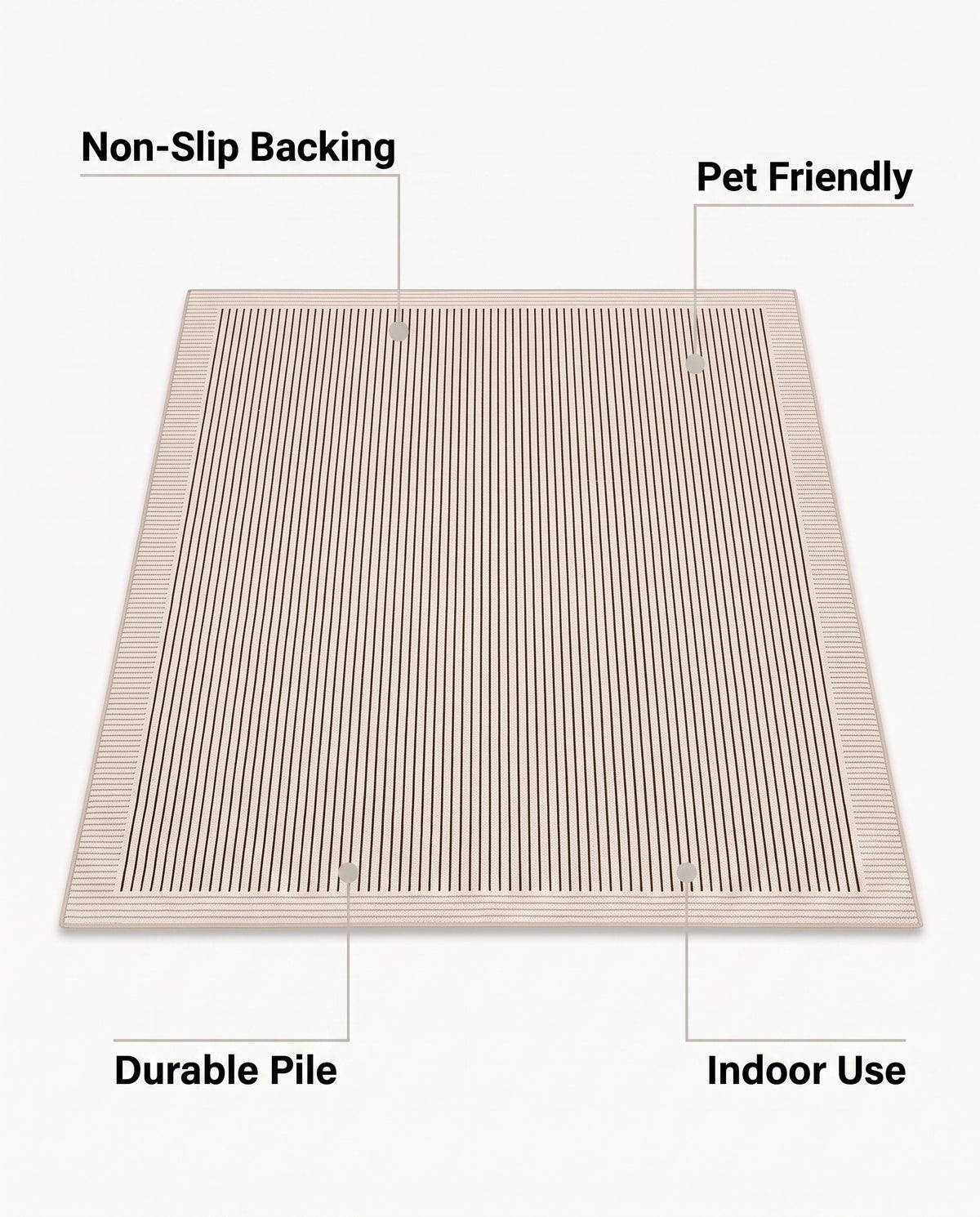 Easy Clean Rug Linear Elegance Durable Non-Slip Pet-Friendly Min | Indoor Use, 2-9ft