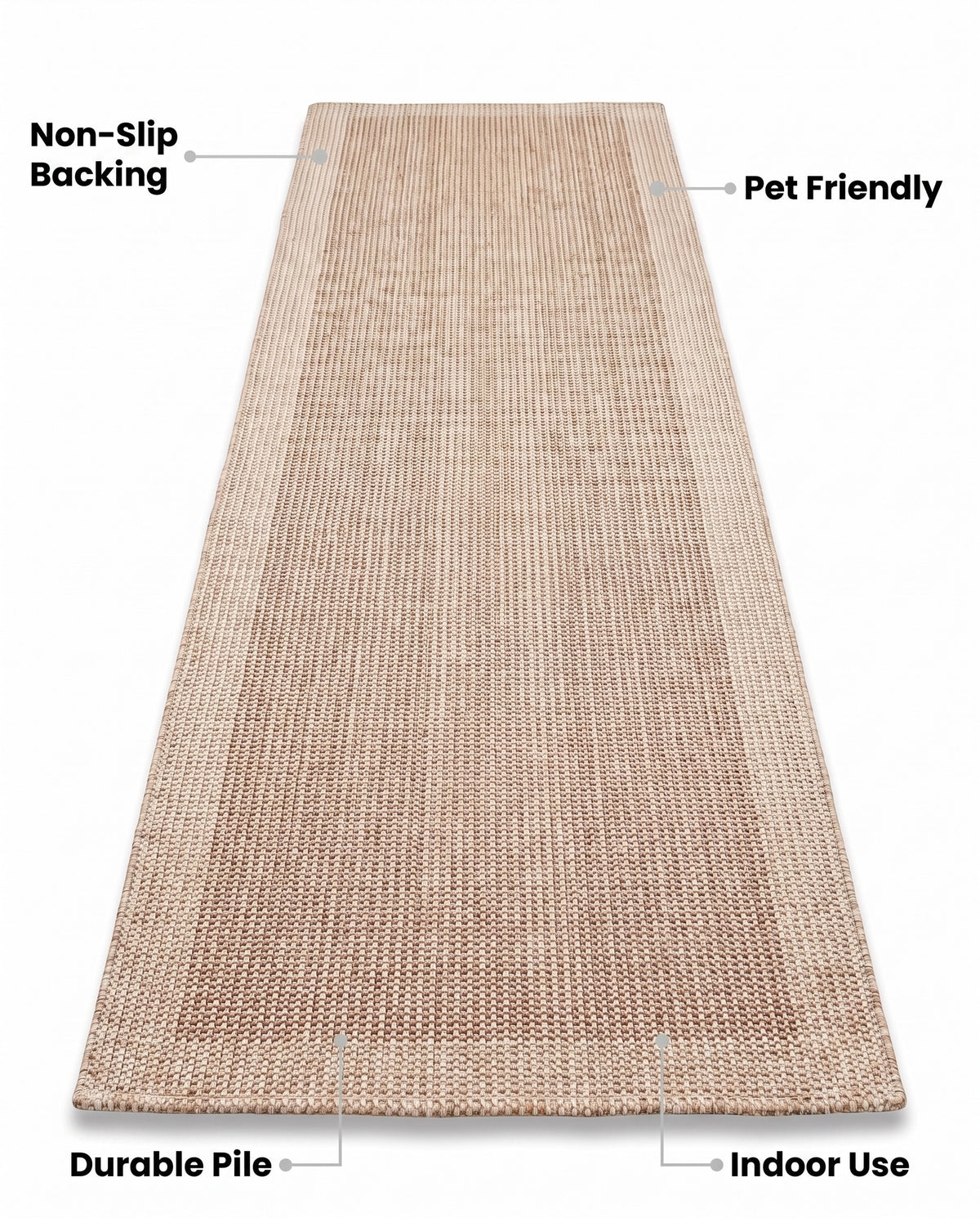Easy Clean Rug Minimal Weave Durable Non-Slip Pet-Friendly Moder | Indoor Use, 1-6ft