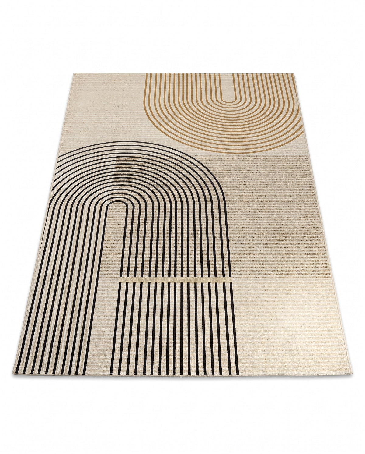Easy Clean Rug Modern Arch-Line High-Density Polyester Doormat | Spill Resistant, 31-138in
