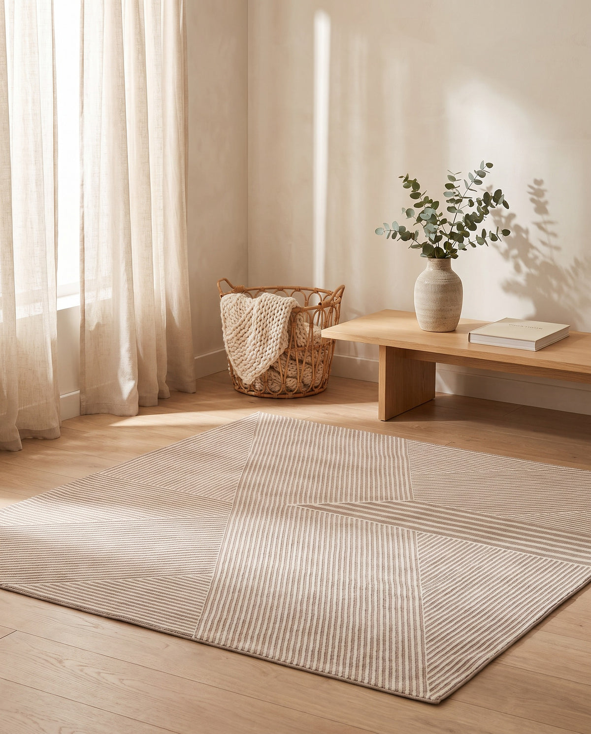 Easy Clean Rug Modern Geometric Non-Slip Quick-Drying Bath Mat | Durable Pile, 1-9ft