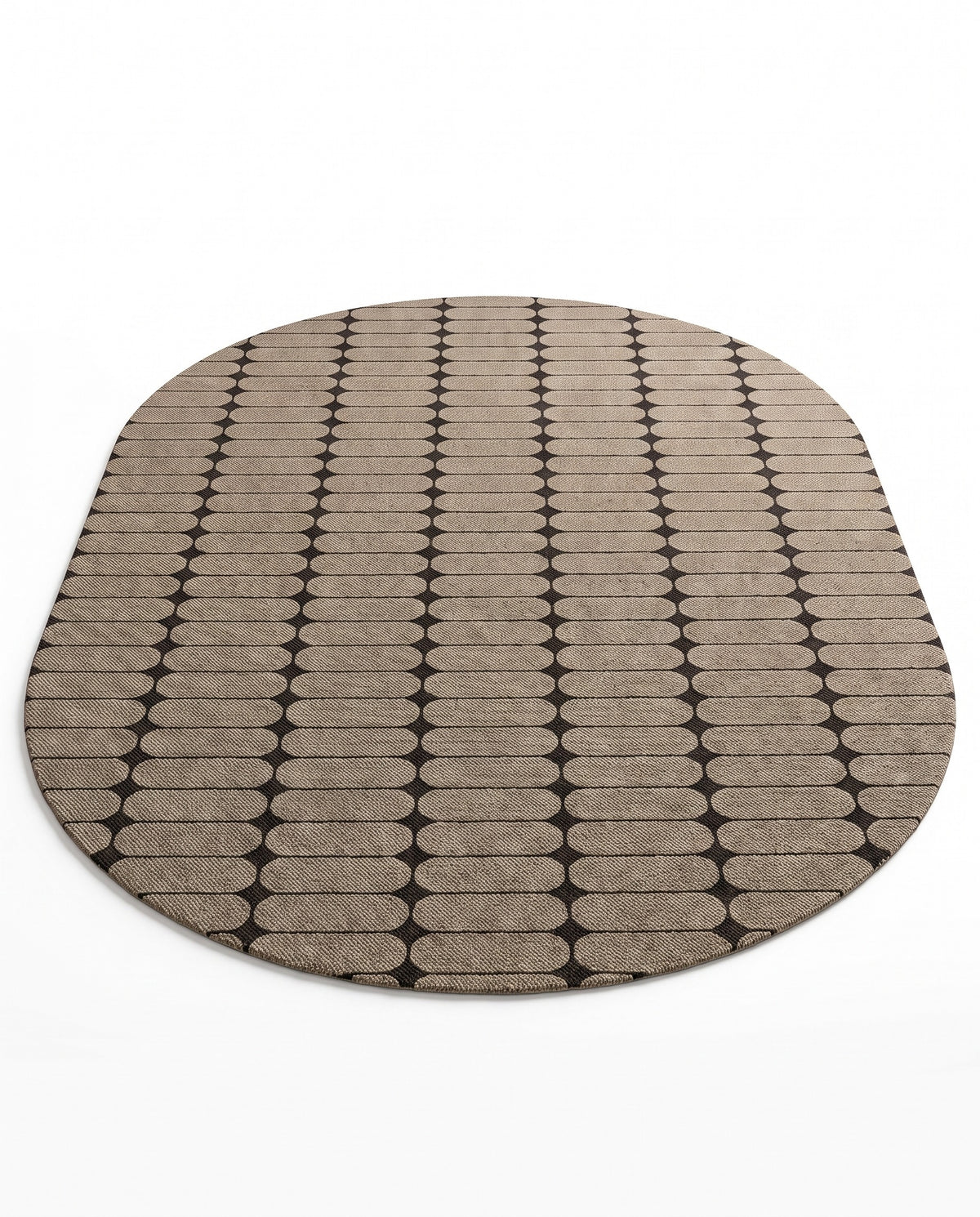 Easy Clean Rug Modern Oval Grid Spillproof Pet-Friendly Geometri | Durable Pile, 3-9ft