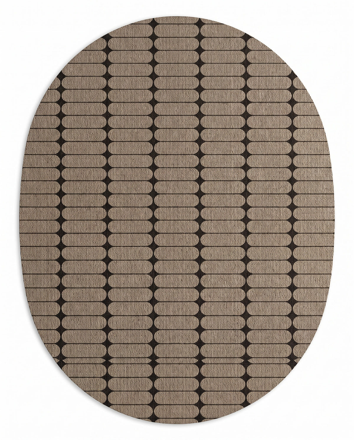 Easy Clean Rug Modern Oval Grid Spillproof Pet-Friendly Geometri | Durable Pile, 3-9ft