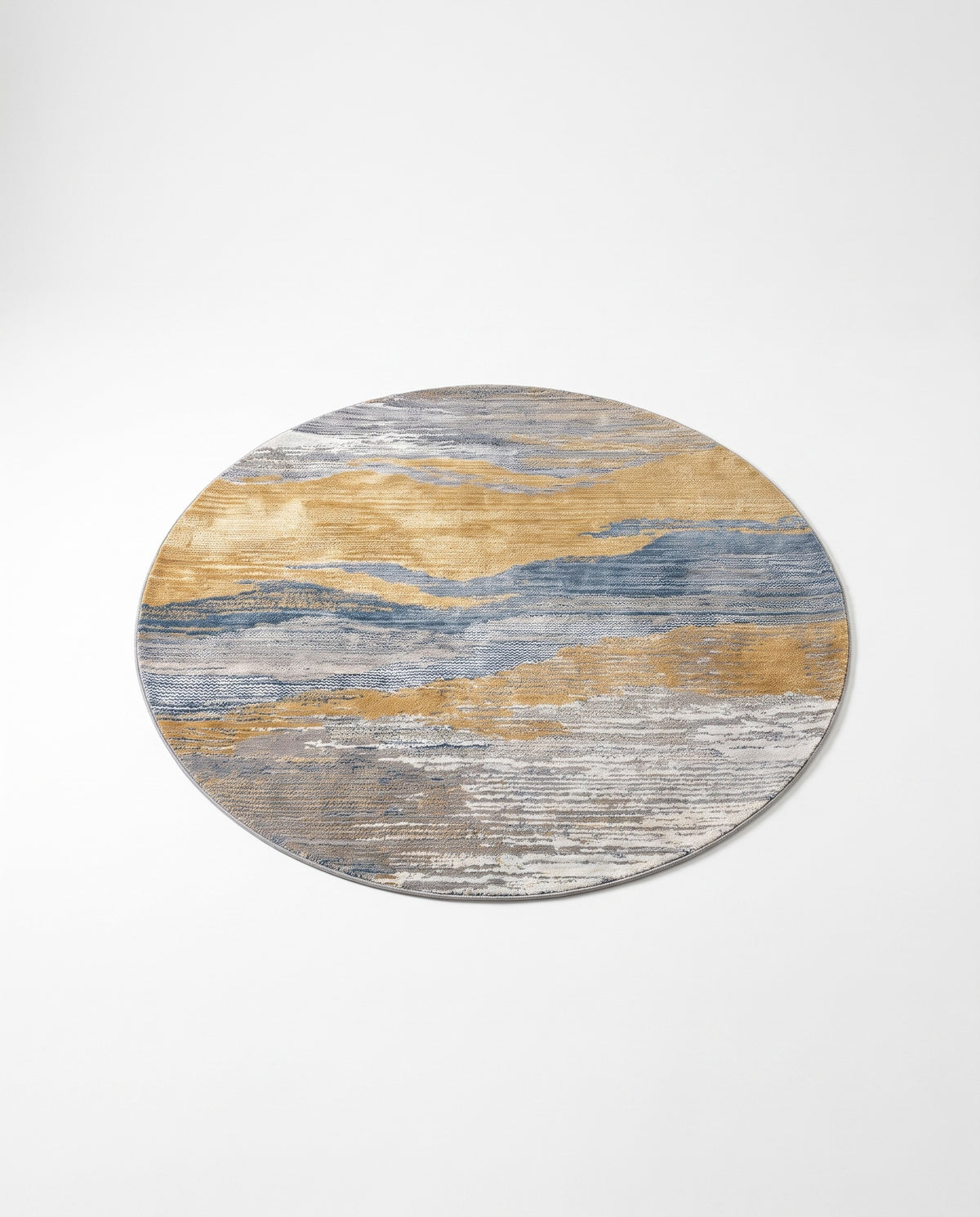Easy Clean Rug Serene Abstract Round Spillproof Pet Friendly Mod | Durable Pile, 8ft