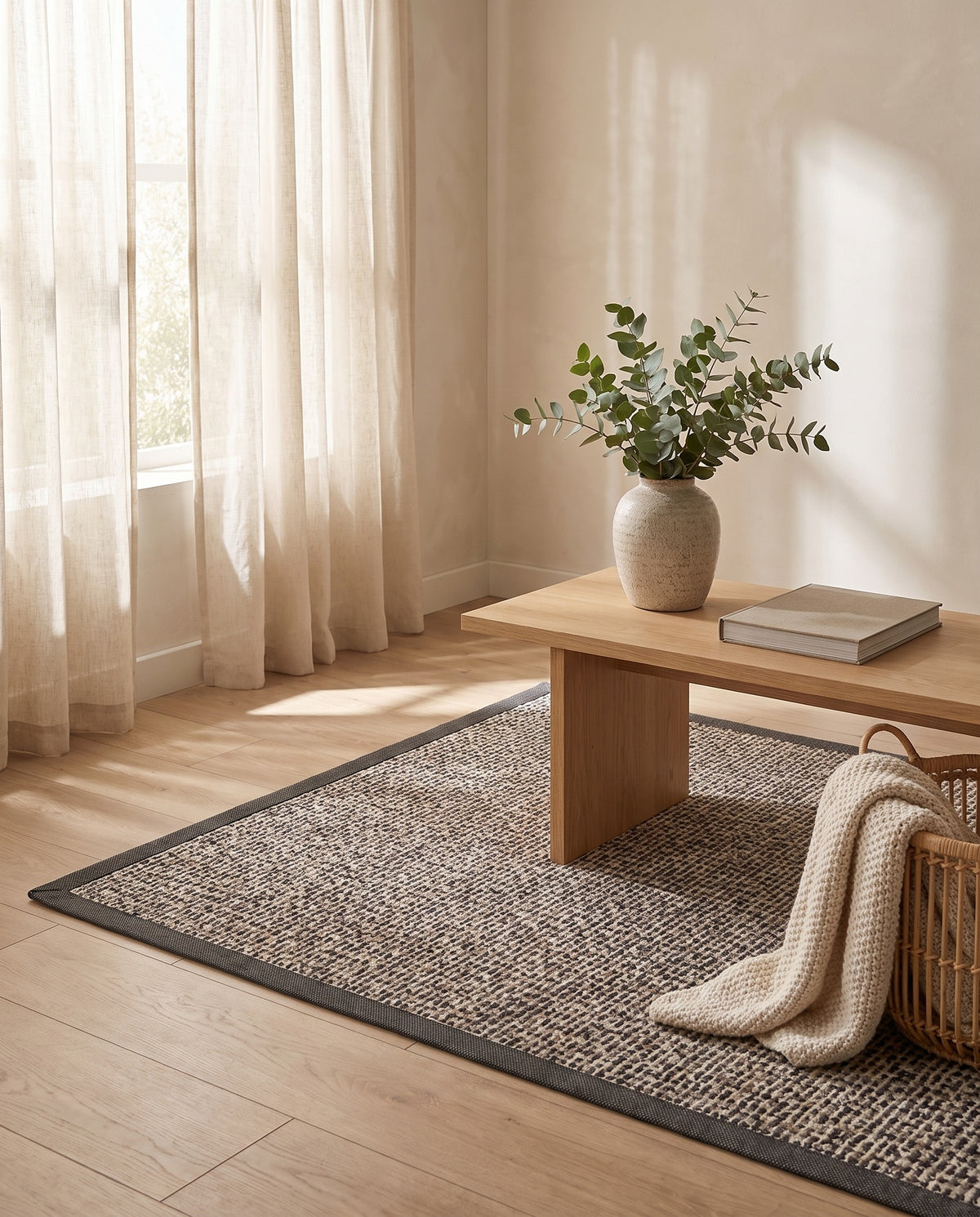 Easy Clean Rug Textured Border Durable Non-Slip Pet-Friendly Boh | Indoor Use, 1-6ft