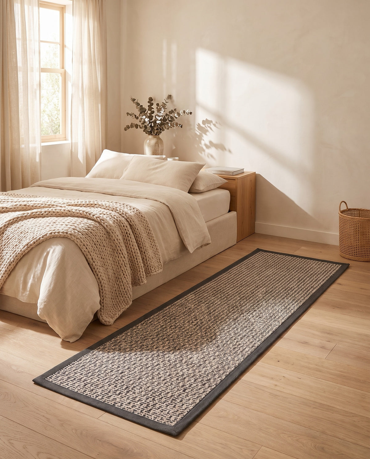 Easy Clean Rug Textured Border Durable Non-Slip Pet-Friendly Boh | Indoor Use, 1-6ft