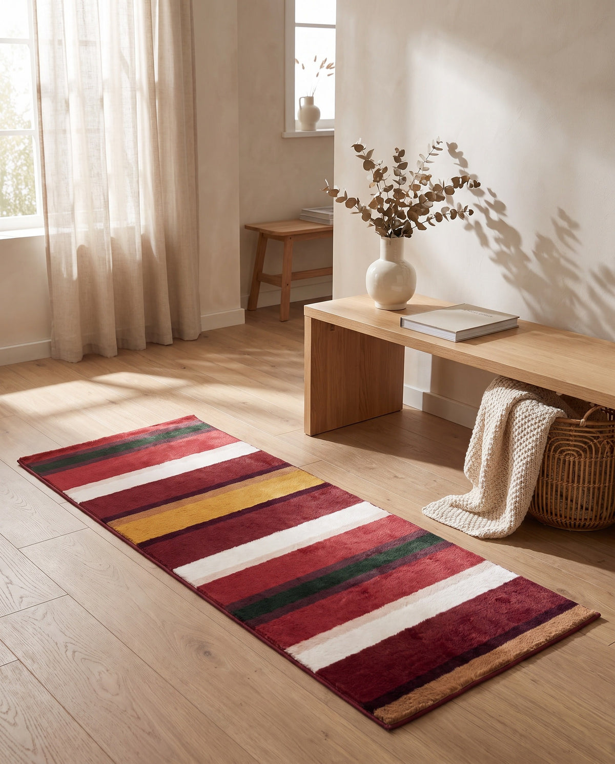 Easy Clean Rug Vintage Stripes Pet Friendly Runner Rug | Waterproof, 2-9ft