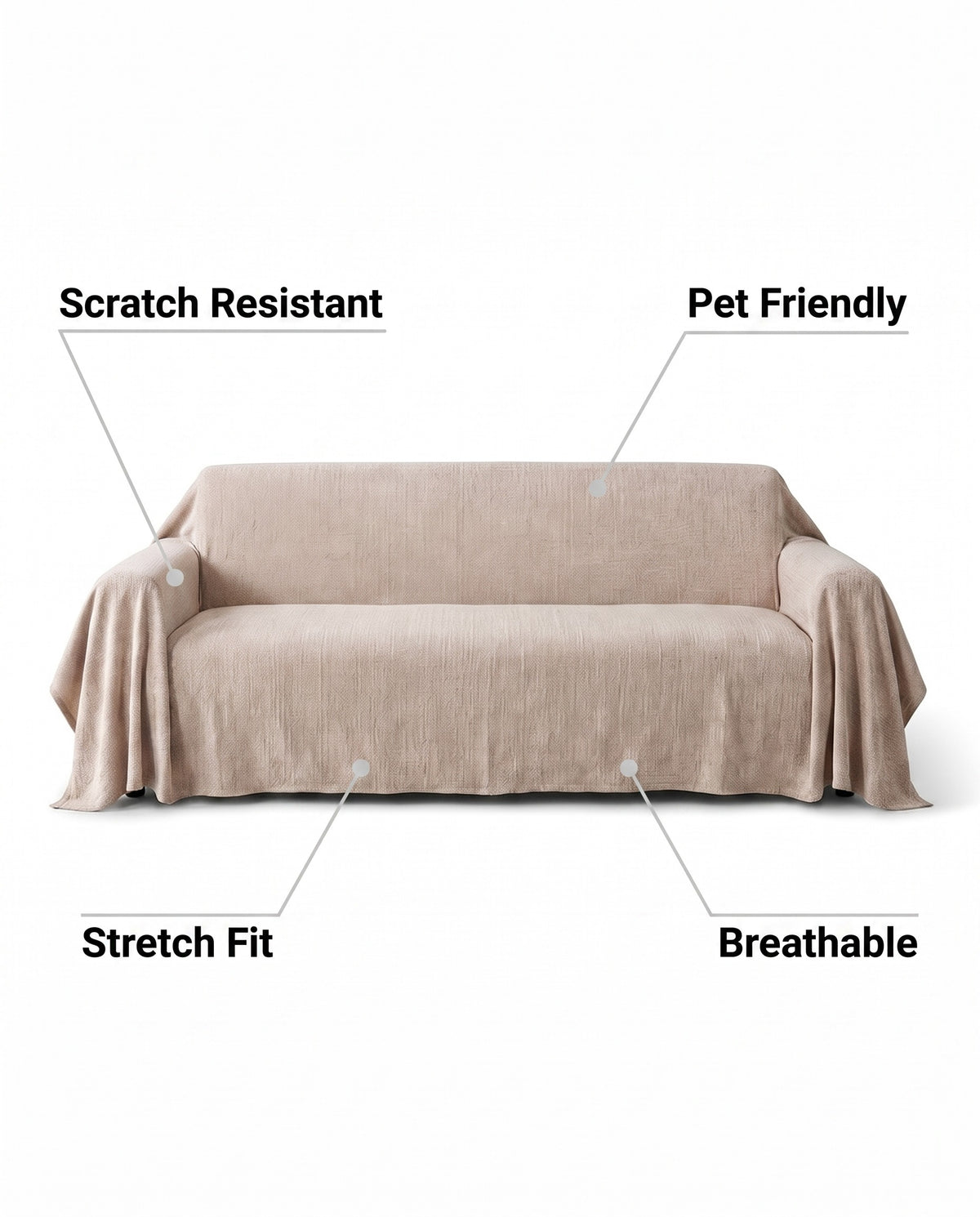 Elegant Chenille All-Season Stretch Sofa Cover - Full Wrap, Anti | Scratch Resistant