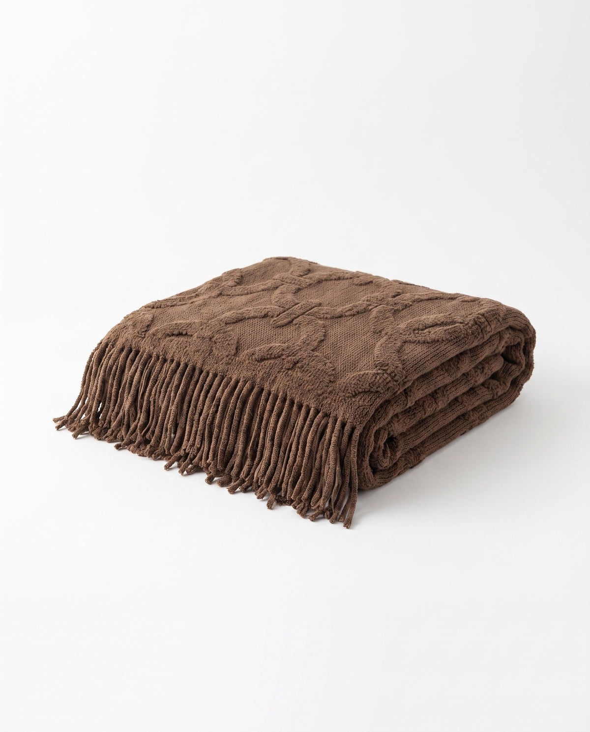 Elegant Textured Fringe Throw Blanket | Soft Warm Handfeel, 51-94in
