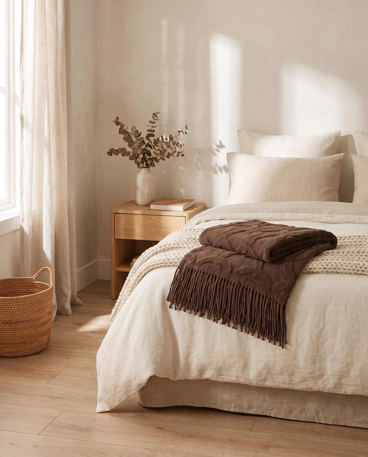 Elegant Textured Fringe Throw Blanket | Soft Warm Handfeel, 51-94in