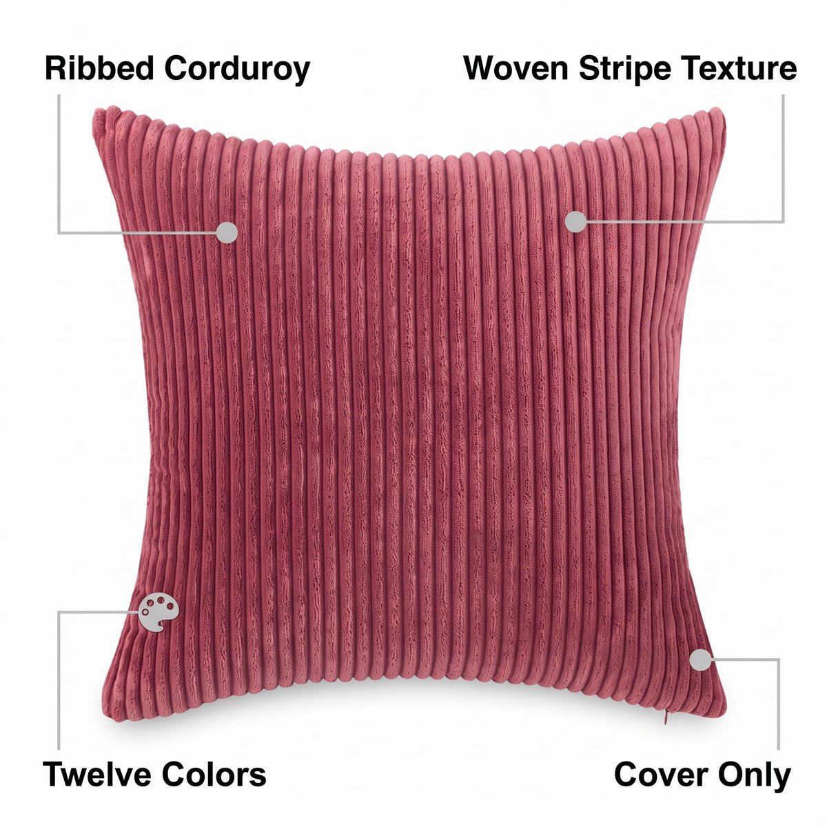 Striped Corduroy Cushion Cover | Soft Ribbed, 12-24in
