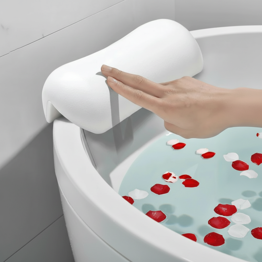 Ergonomic Bath Pillow with Suction Cups and Water Repellent Cover, view 2