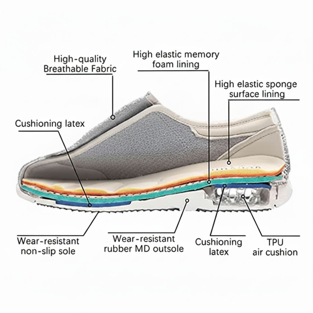 Extra Wide Shoes with Memory Foam Insole, Wide Toe Box and Seamless Lining, view 5