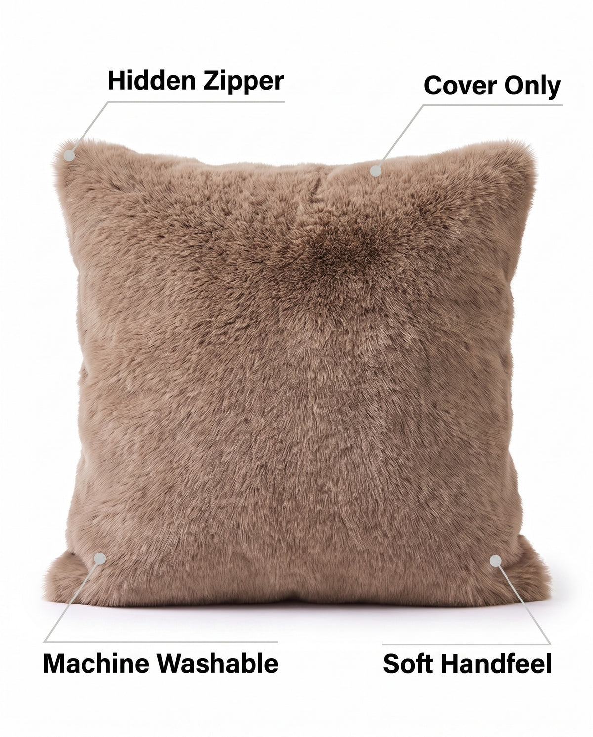 Faux Fur Pillow Cover Set - Bundle Saving | Hidden Zipper, 18in