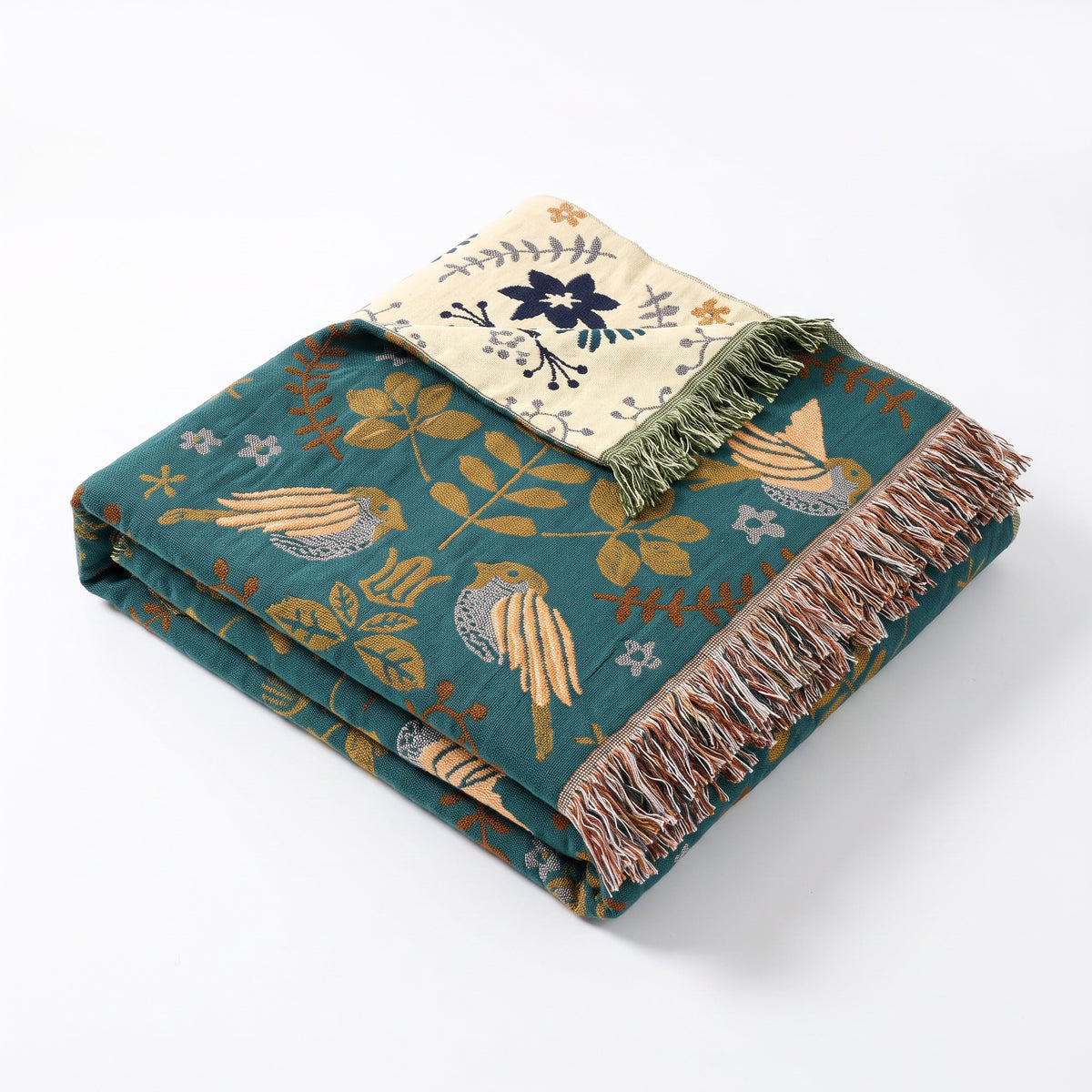 Embroidered Reversible Throw | Two-Sided Design, 59-91in