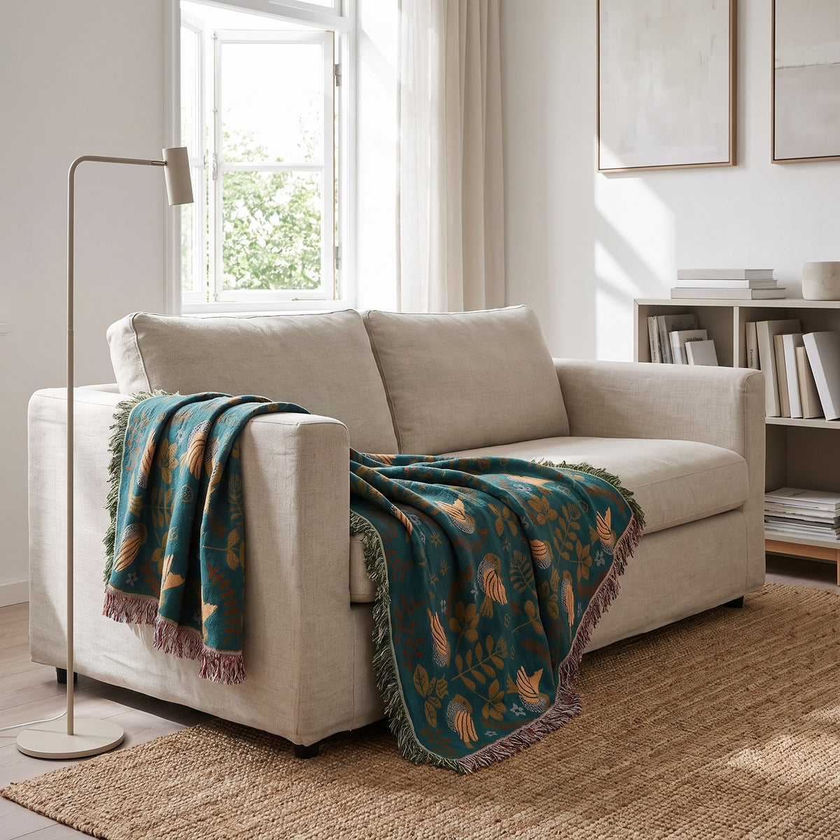 Embroidered Reversible Throw | Two-Sided Design, 59-91in