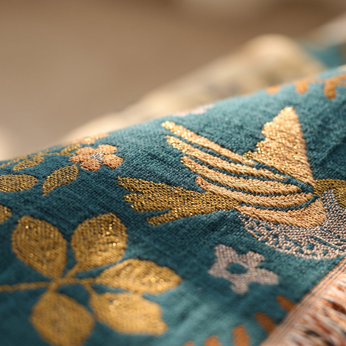 Embroidered Reversible Throw | Two-Sided Design, 59-91in