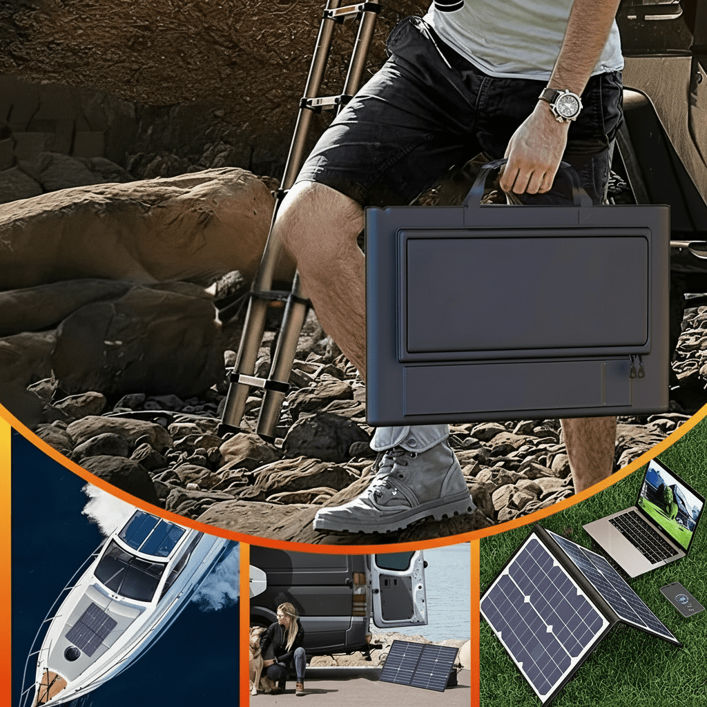Foldable 40W Solar Panel with MPPT Charge Controller and Four Output Ports, view 2